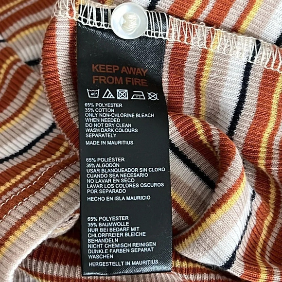 BDG Striped Ribbed Cropped Long Sleeve Top/Cardigan in Orange - NEW - Size Small - Picture 9 of 10